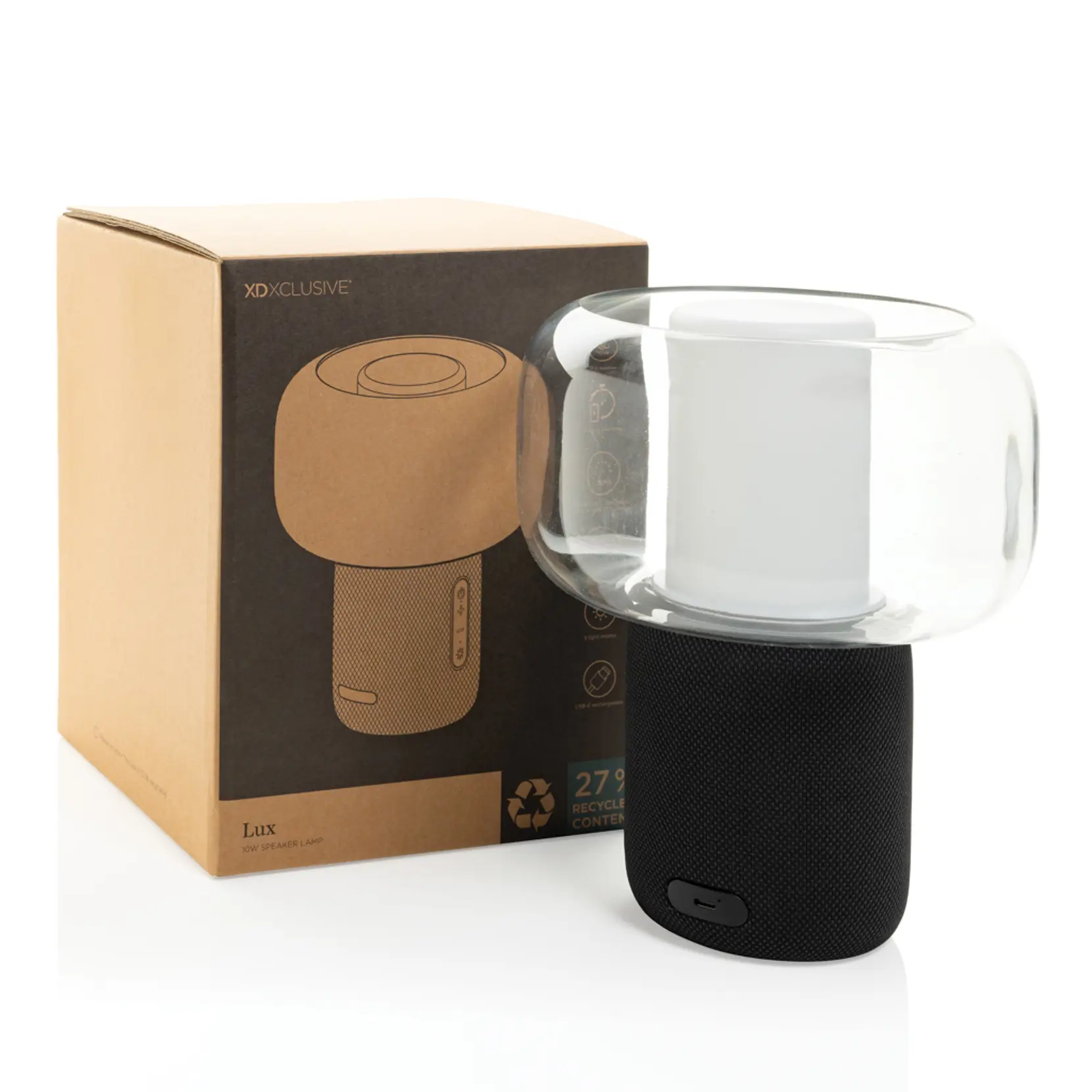 Bild på Lux 10 W högtalarlampa i återvunnen plast Bild på Lux 10 W högtalarlampa i återvunnen plast