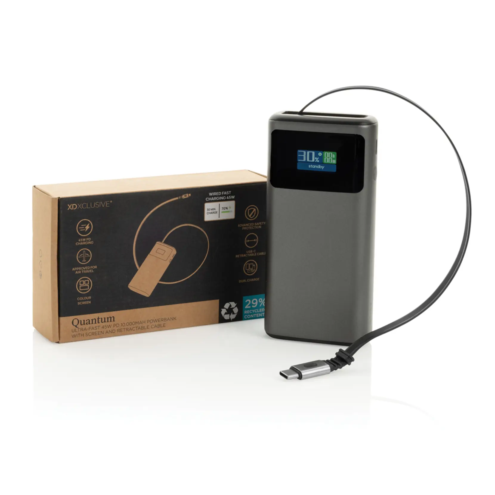 Bild på Quantom RCS ultrasnabb PD45W 10.000mAh powerbank med display Bild på Quantom RCS ultrasnabb PD45W 10.000mAh powerbank med display