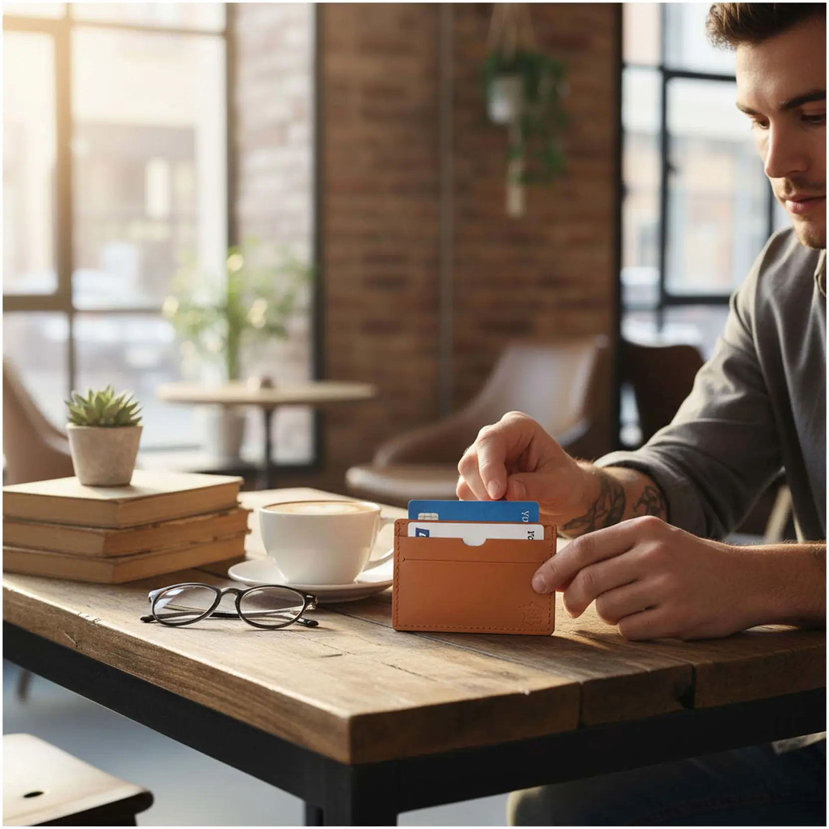 Bild på Citizen Green Tintin korthållare i återvunnet läder