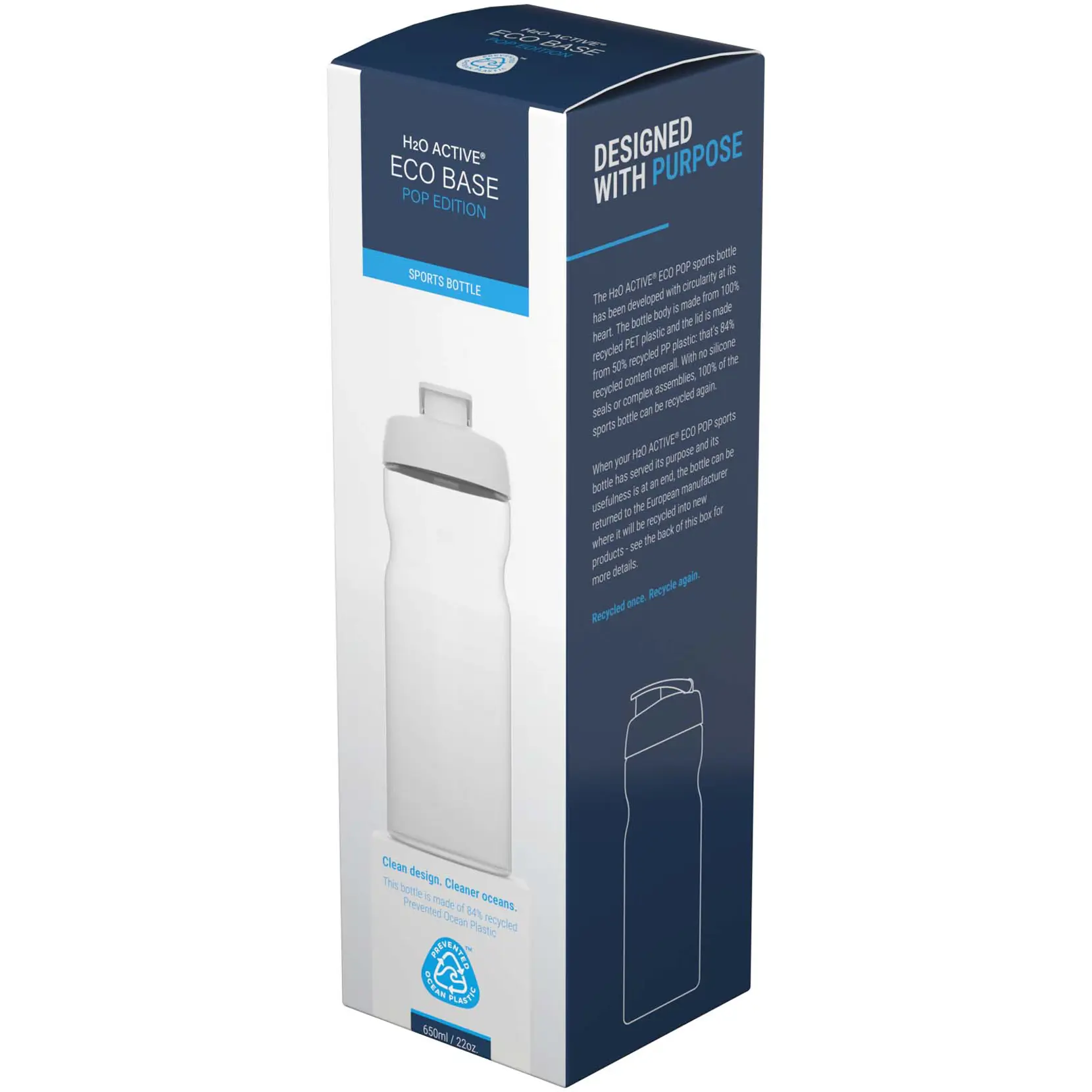 Bild på H2O Active® Eco Base 650 ml sportflaska med uppfällbart lock