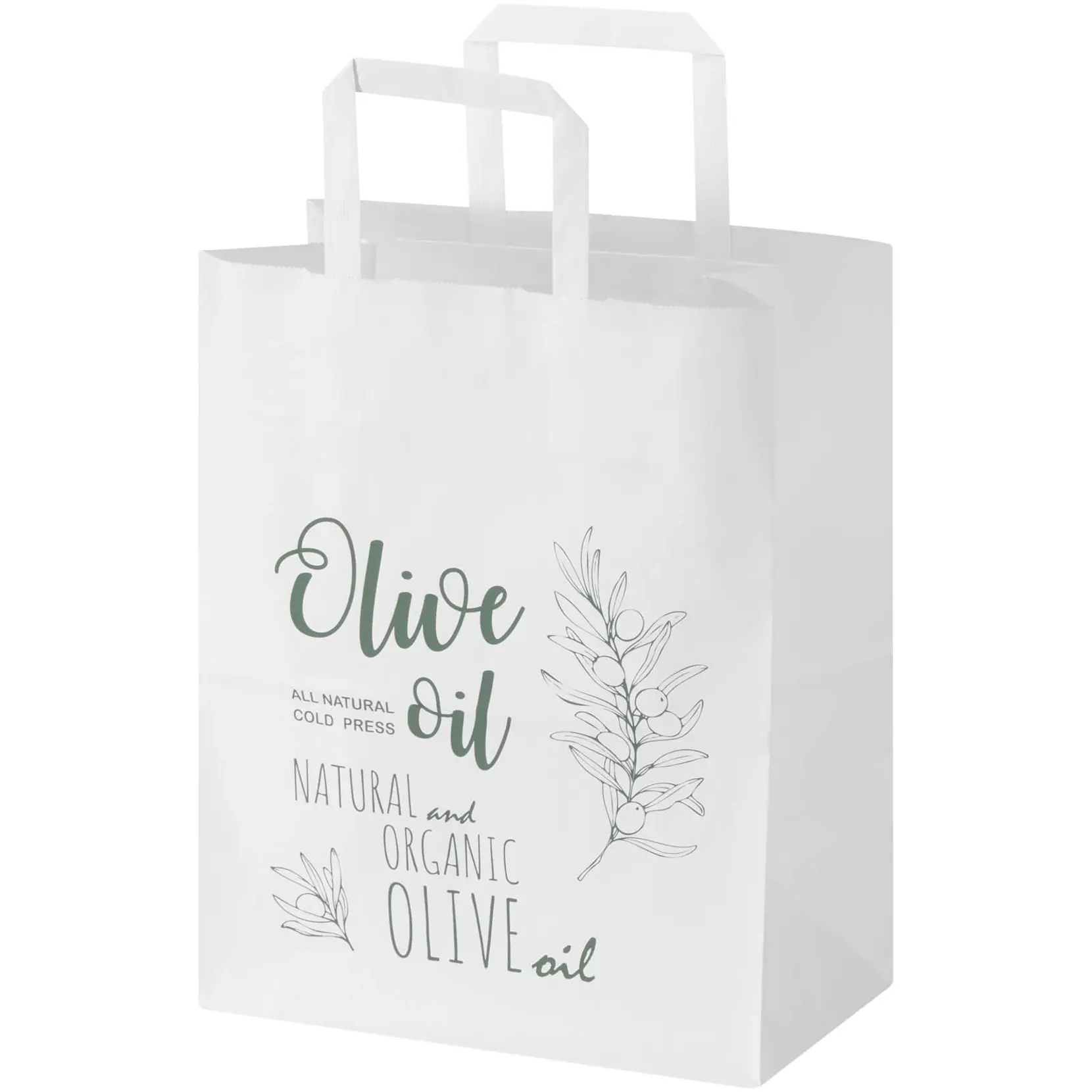 Bild på Kraft papperspåse 80 g/m2 med platta handtag – 25 x 15 x 32 cm Bild på Kraft papperspåse 80 g/m2 med platta handtag – 25 x 15 x 32 cm