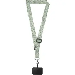 Bild på Lyra logoband av RPET med justerbar längd, sublimeringstryck och telefonhållare