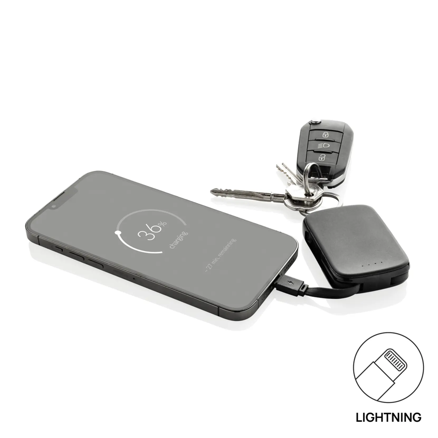 Bild på Nexo RCS nyckelringspowerbank 2000 mAh med integrerade kabla Bild på Nexo RCS nyckelringspowerbank 2000 mAh med integrerade kabla