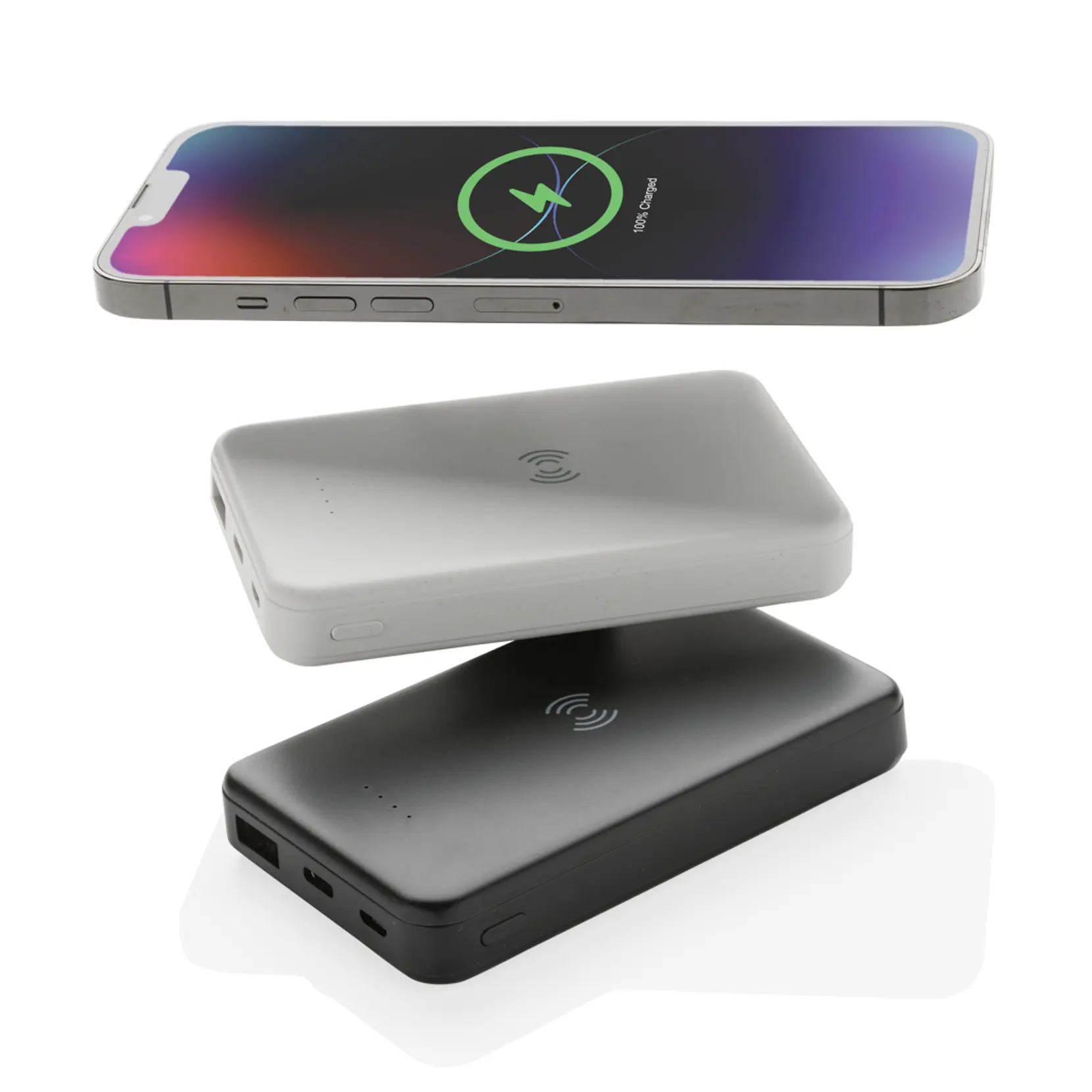 Bild på 5.000 mAh trådlös powerbank i RCS återvunnen plast Bild på 5.000 mAh trådlös powerbank i RCS återvunnen plast