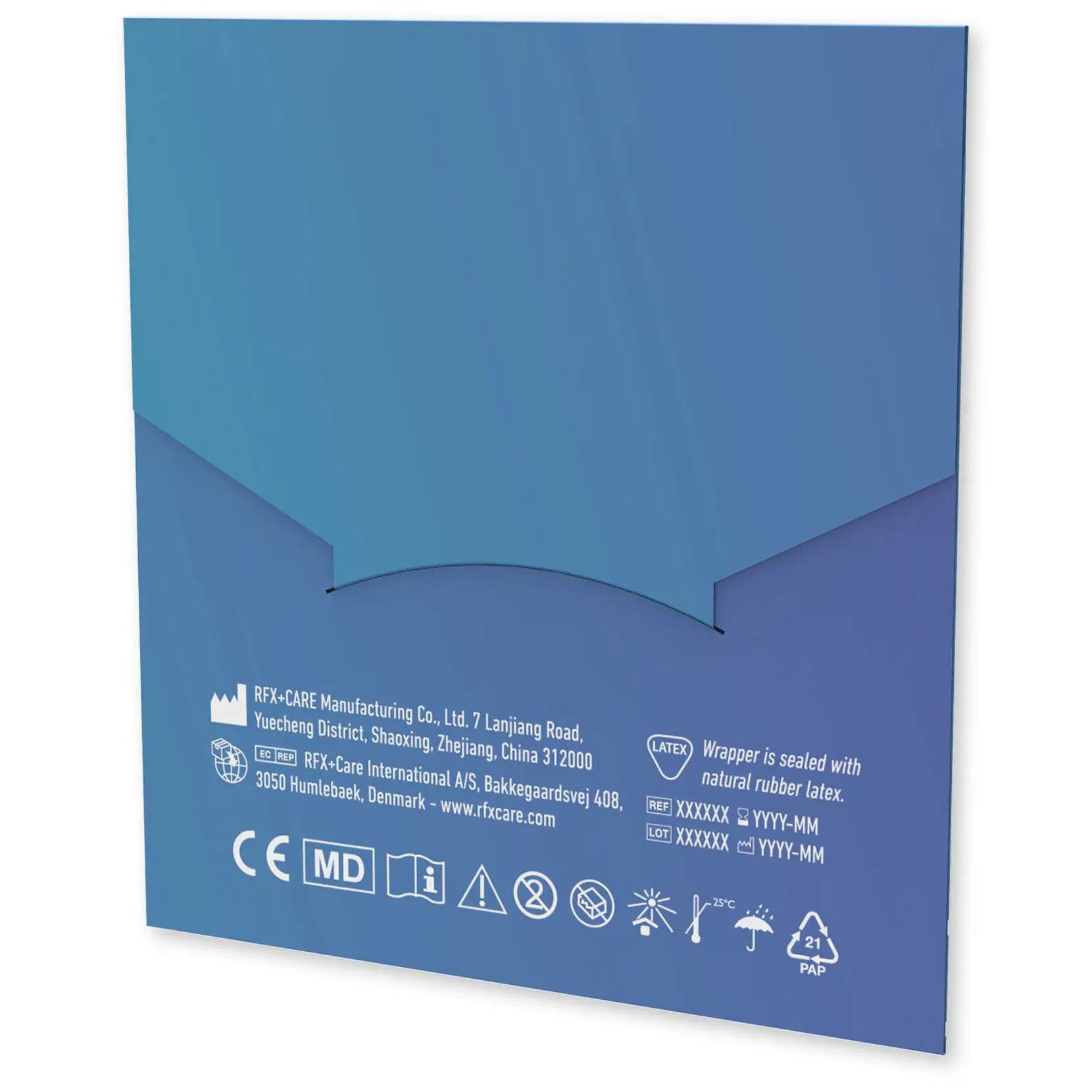 Bild på 6-pack plåster mot blåsor i papperskuvert med fullfärgstryck