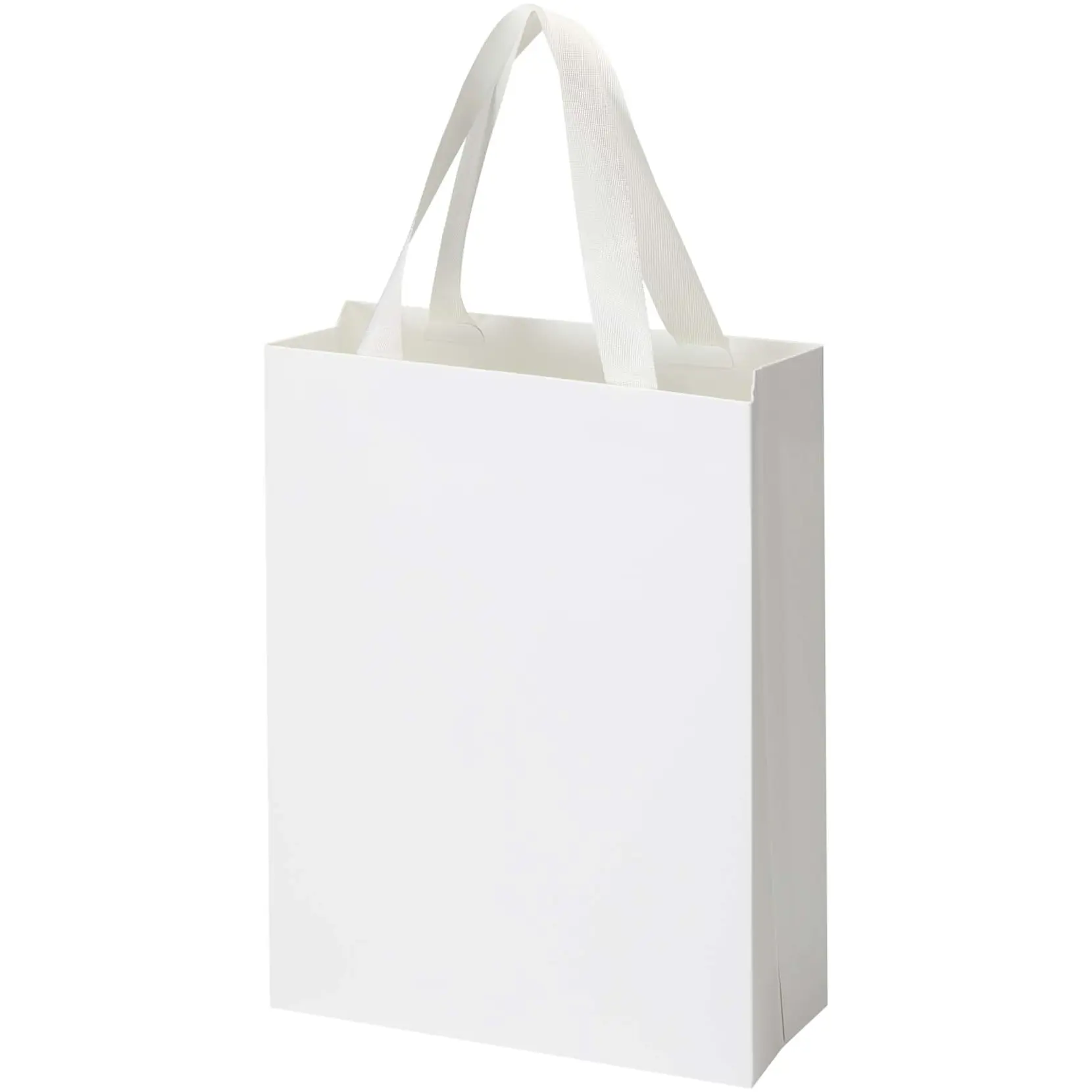 Bild på Smartfold 230 g/m² papperspåse med satinhandtag och glansig laminering – 24 x 10 x 32 cm