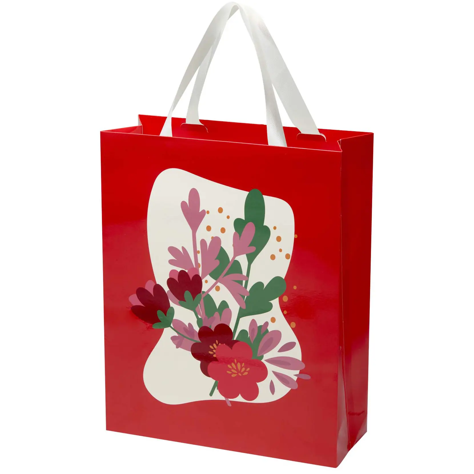 Bild på Smartfold 230 g/m² papperspåse med satinhandtag och glansig laminering – 31 x 12 x 39 cm