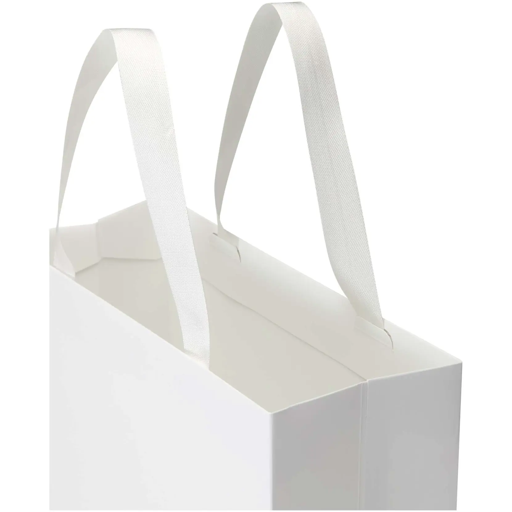 Bild på Smartfold 230 g/m² papperspåse med satinhandtag och glansig laminering – 31 x 12 x 39 cm