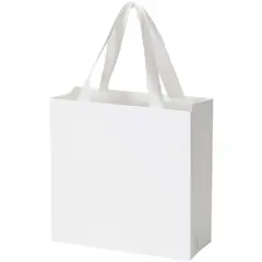 Bild på Smartfold 230 g/m² papperspåse med satinhandtag och matt laminering – 24 x 10 x 24 cm