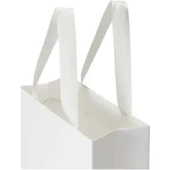 Bild på Smartfold 230 g/m² papperspåse med satinhandtag och matt laminering – 24 x 10 x 32 cm