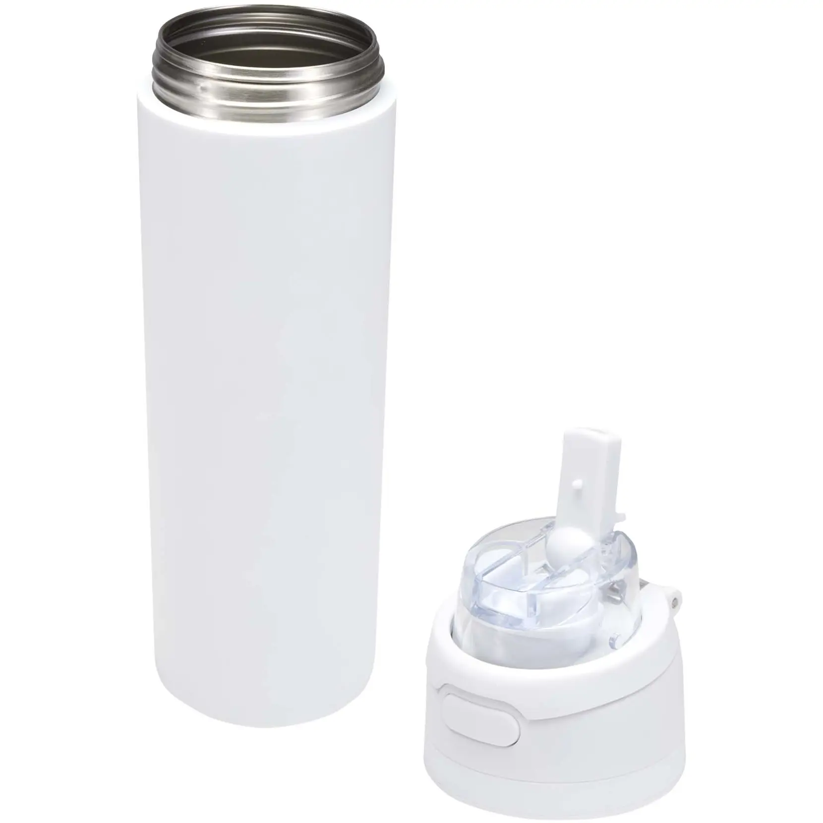 Bild på Theron 800 ml RCS-vattenflaska i återvunnet rostfritt stål med enkelvägg och lock med dubbla funktioner samt utfällbart sugrö Bild på Theron 800 ml RCS-vattenflaska i återvunnet rostfritt stål med enkelvägg och lock med dubbla funktioner samt utfällbart sugrö