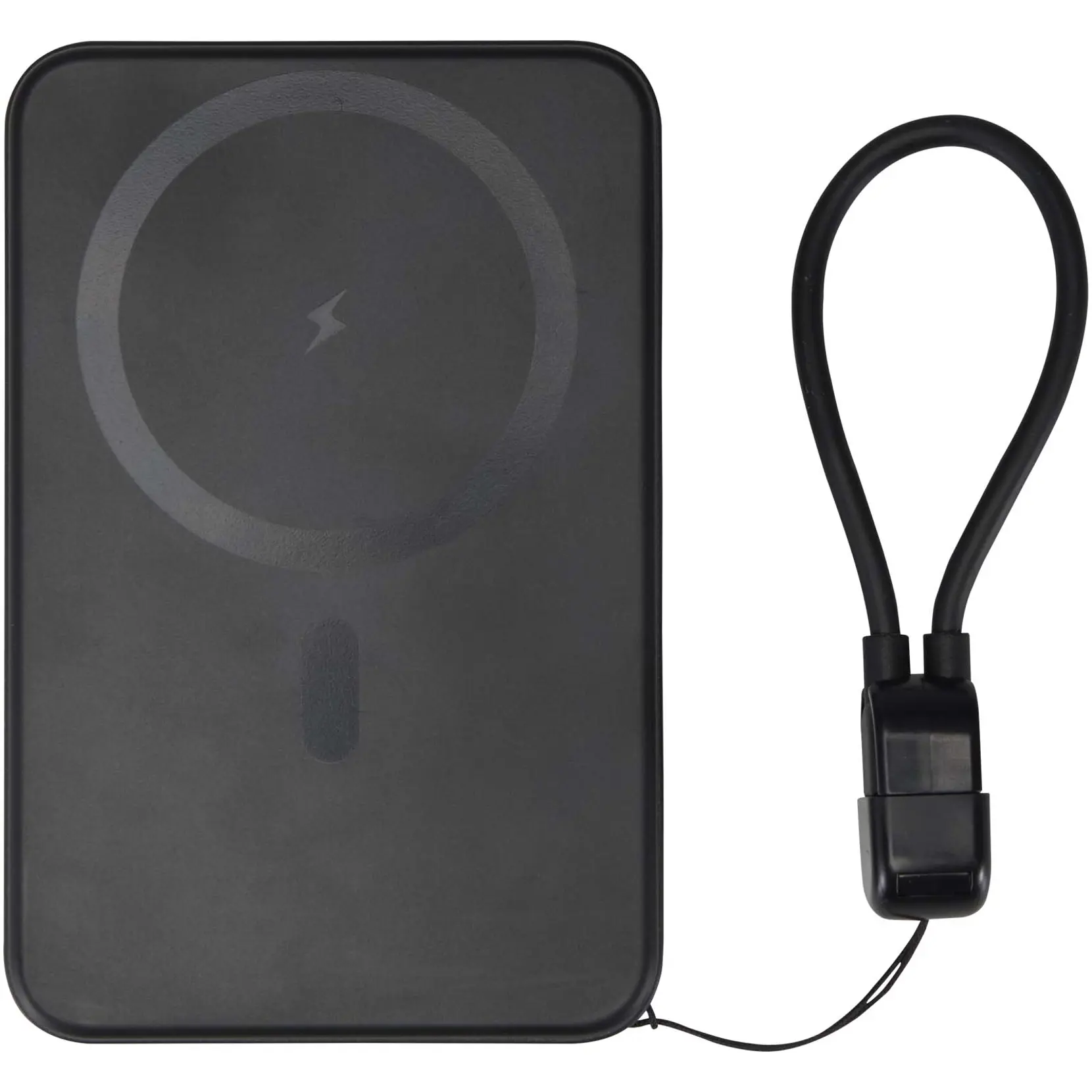 Bild på SMART 5000 mAh magnetisk powerbank av återvunnen plast med nyckelband Bild på SMART 5000 mAh magnetisk powerbank av återvunnen plast med nyckelband