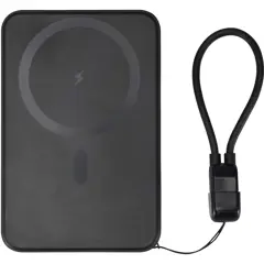 Bild på SMART 5000 mAh magnetisk powerbank av återvunnen plast med nyckelband