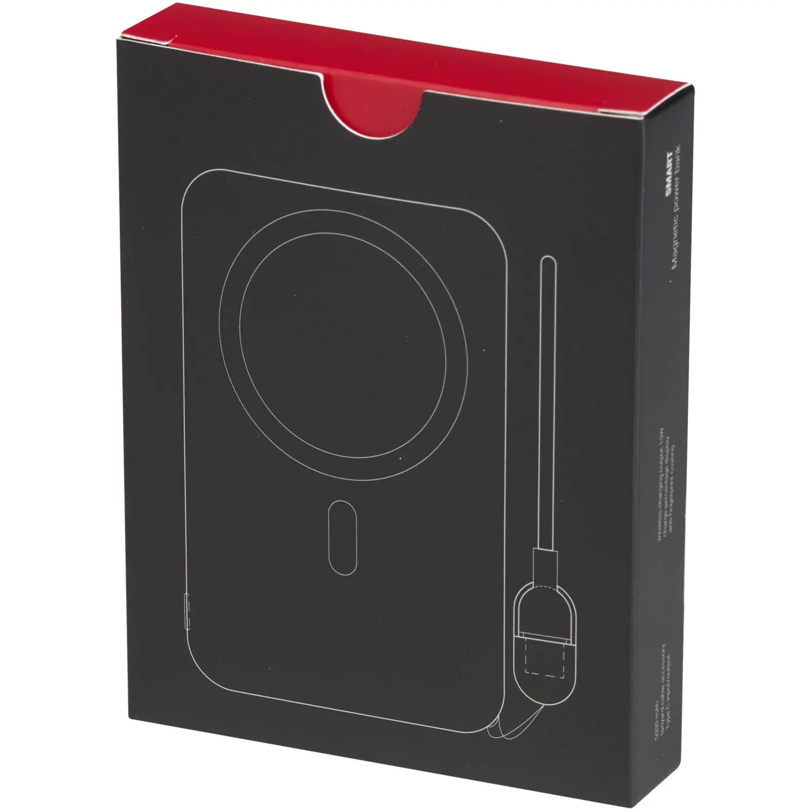 Bild på SMART 5000 mAh magnetisk powerbank av återvunnen plast med nyckelband Bild på SMART 5000 mAh magnetisk powerbank av återvunnen plast med nyckelband