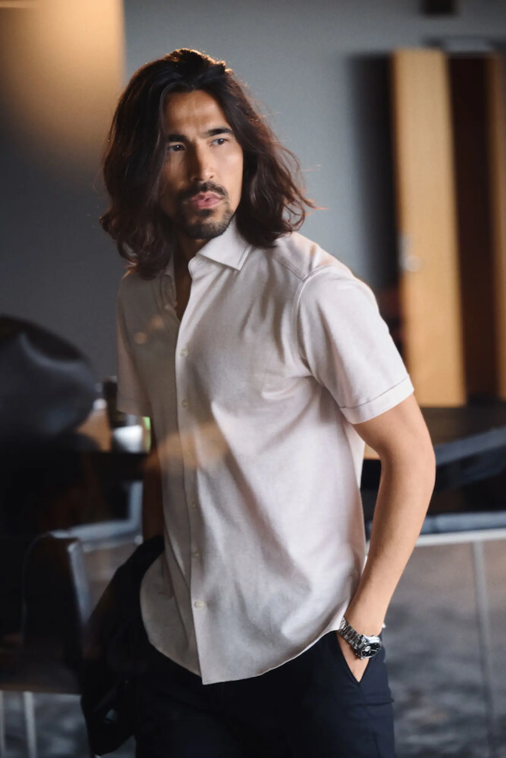 Bild på Indigo Bow 133 S/S Knitted Shirt Tailored Fit M Bild på Indigo Bow 133 S/S Knitted Shirt Tailored Fit M