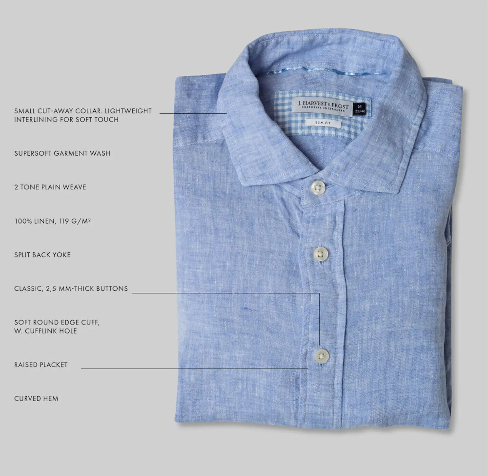 Bild på Indigo Bow 33 Linnen Shirt Slim Fit M Bild på Indigo Bow 33 Linnen Shirt Slim Fit M