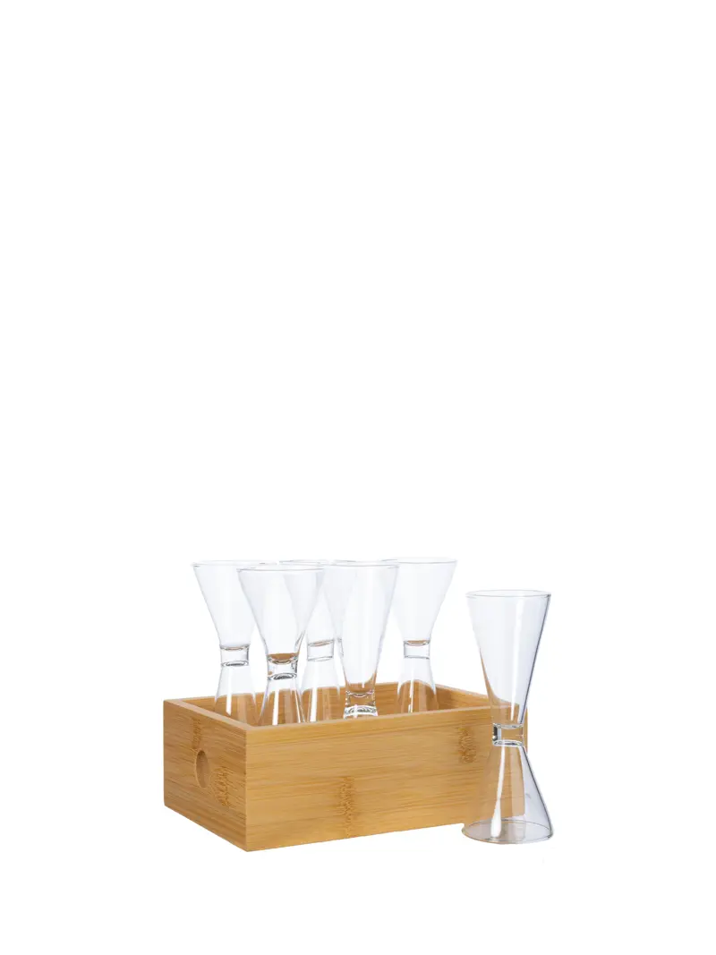 Bild på Nature snapsglas i bambubox, 6-pack