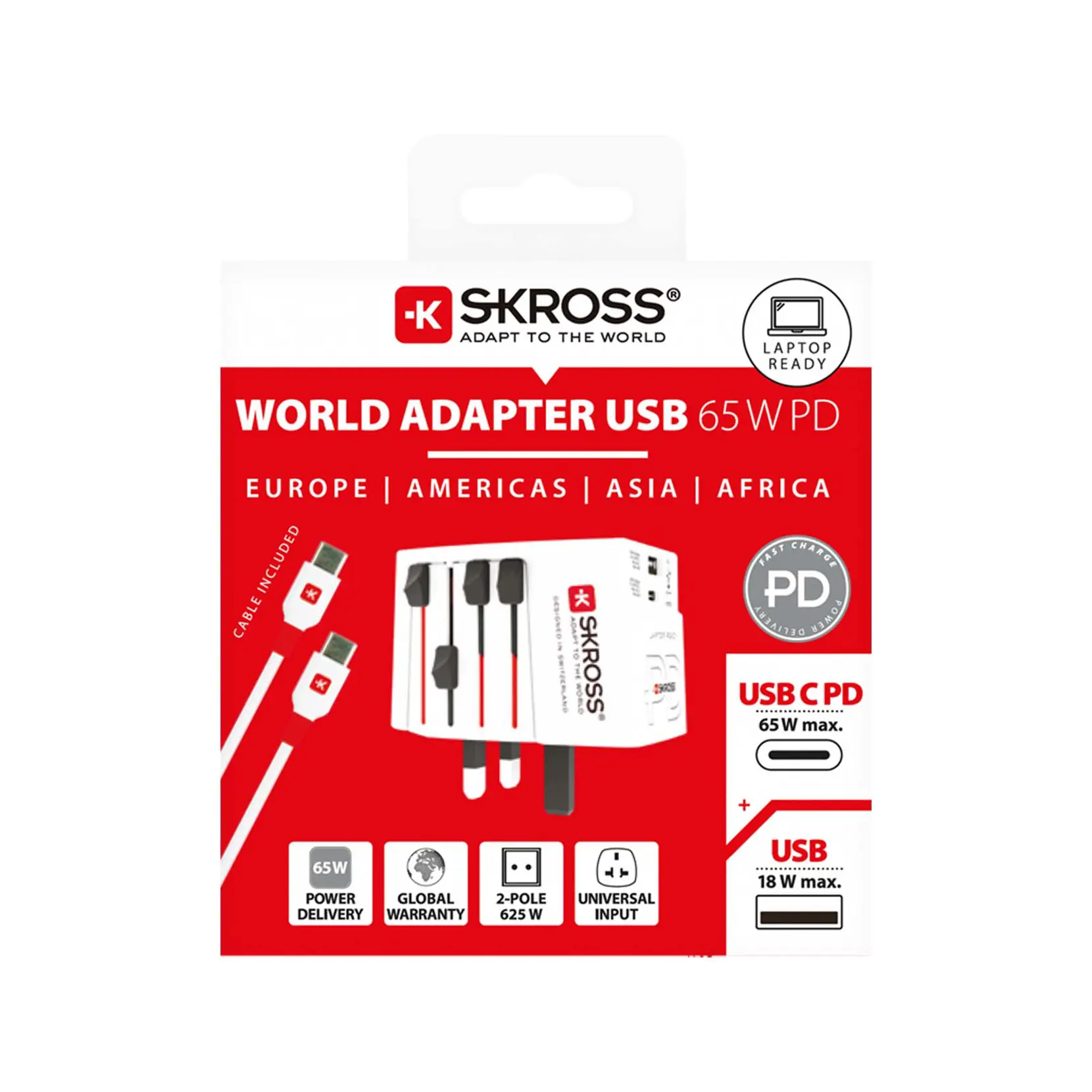 Bild på SKROSS® MUV AC65PD världsadapter med USB-C-kabel 