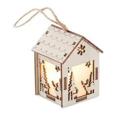Bild på MDF hus med lampa