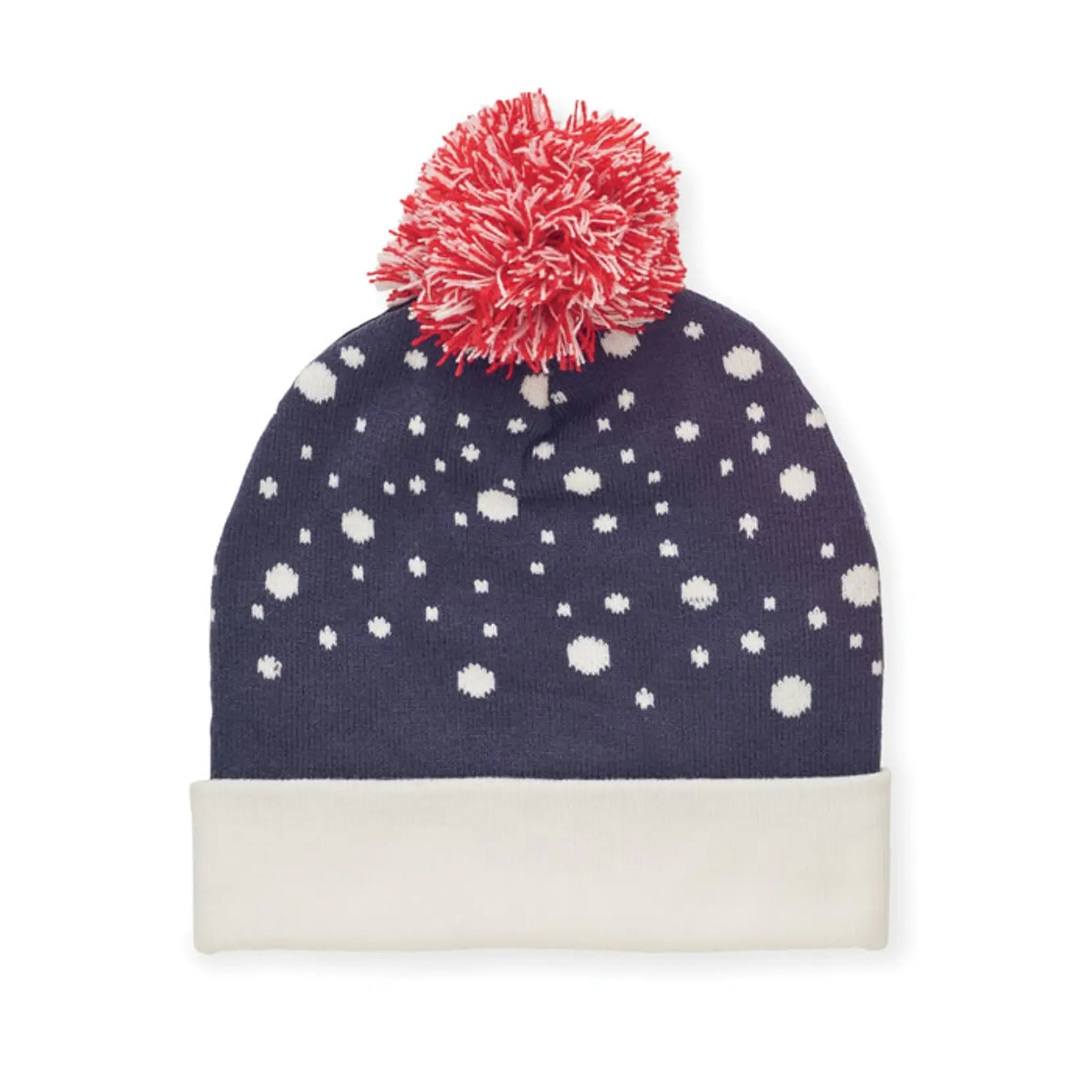 Bild på Stickad mössa med julmotiv Bild på Stickad mössa med julmotiv