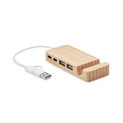 Bild på USB-hubb med 4 portar i bambu
