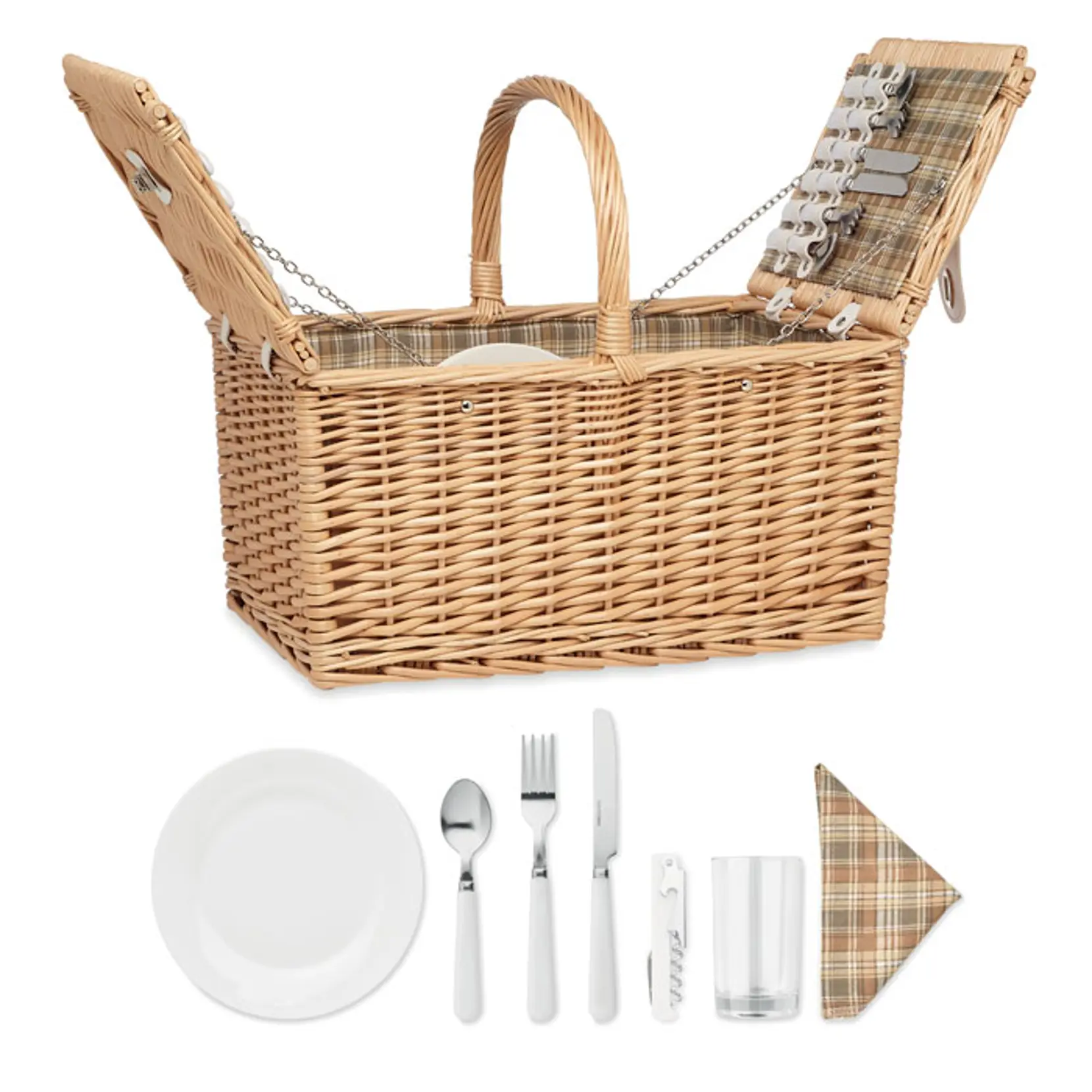 Bild på Flätad picknick korg 4 pers. Bild på Flätad picknick korg 4 pers.