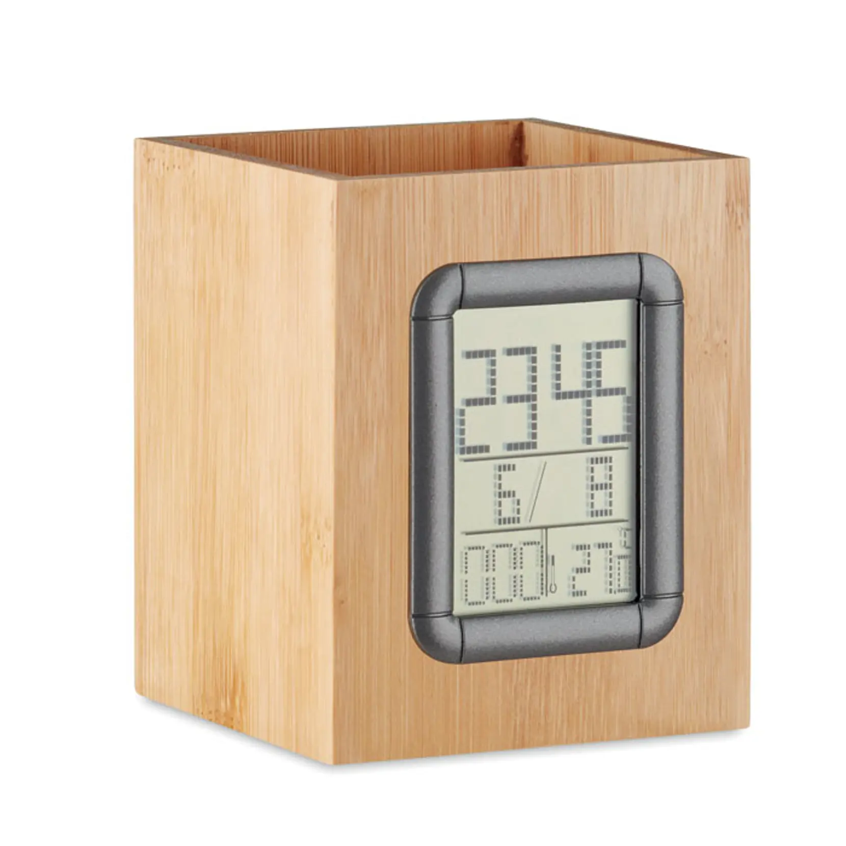 Bild på Pennhållare bambu LCD klocka Bild på Pennhållare bambu LCD klocka