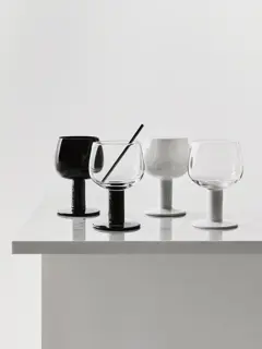 Bild på Fars Glas 40cl vit/svart 4-pack
