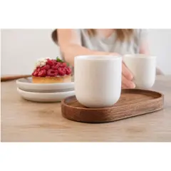 Bild på Originalhome Set med oval träbricka och keramikmuggar 150 ml