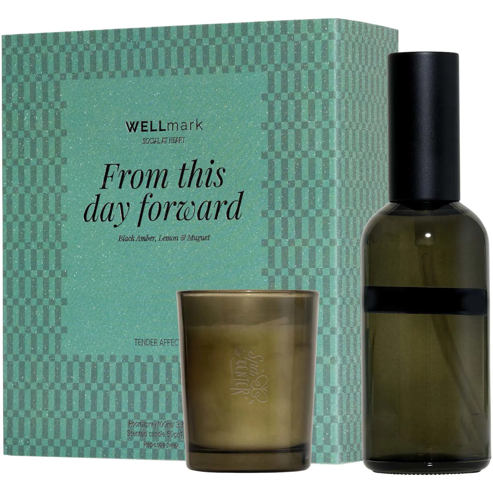 Bild på Wellmark gåvoset med 100 ml rumsdoft och 70 ml Tender Affection-ljus Bild på Wellmark gåvoset med 100 ml rumsdoft och 70 ml Tender Affection-ljus