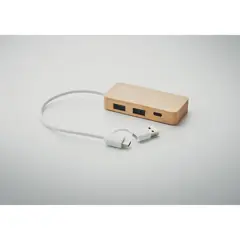 Bild på USB-hubb med 3 portar i bambu