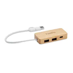 Bild på USB-hubb med 3 portar i bambu