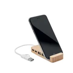 Bild på USB-hubb med 4 portar i bambu